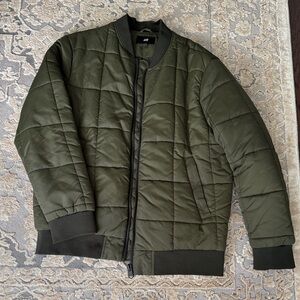 H&M Men's Dark Green Quilted Bomber Jacket